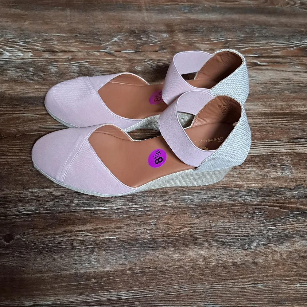 Tommy Bahama Amalia pink spadrille platform wedge sandal close toe size 8.5